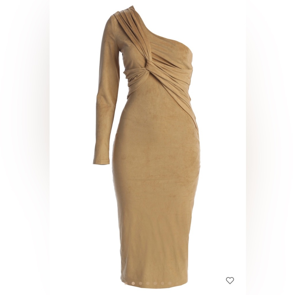 Beige Dayanna Suede Midi Dress - JLUXLABEL - NWT